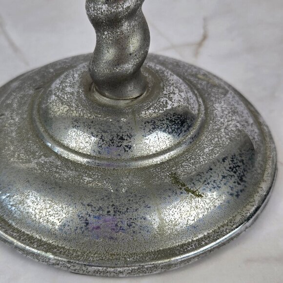 Pair of Vintage Aluminum Taper Candlestick Holders Twisted Body Style - Picture 10 of 14